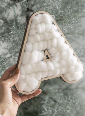 家居客厅照片墙姓名定制字母装饰店铺招牌符号logo毛线木板立体