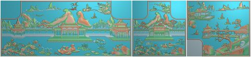 包邮高清设计木雕素材精雕图浮雕图灰度图精品百年好合沙发套图