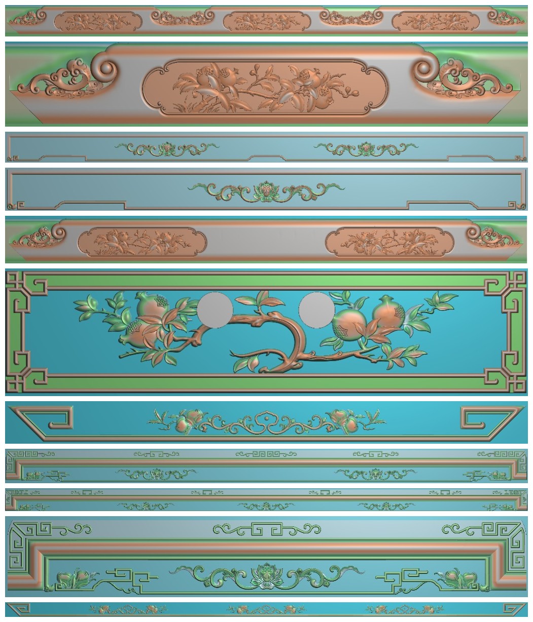 高清寿桃如意石榴荷花四季花鸟宝座精雕图jdp精品软体沙发全套图1图片