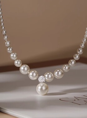 戴妃渐变施家强光正圆珍珠项链
