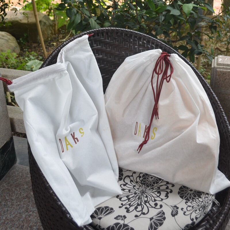 柔软加厚水刺无纺布包包防尘袋旅行衣物收纳袋束口抽绳袋大容量白