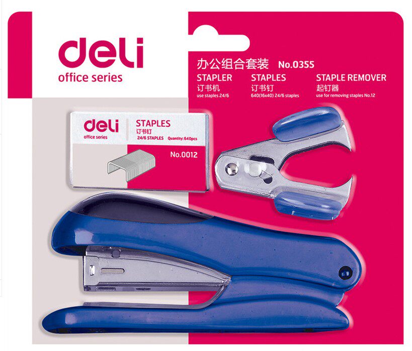 得力12#订书机0355订书器 适用订书钉型号0012/0011 送起钉器
