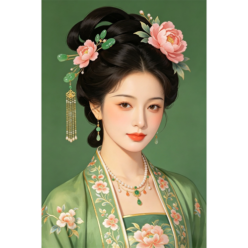 高雅气质美女贴画客厅卧室浴室装饰古风少妇海报贴纸防水自粘中式