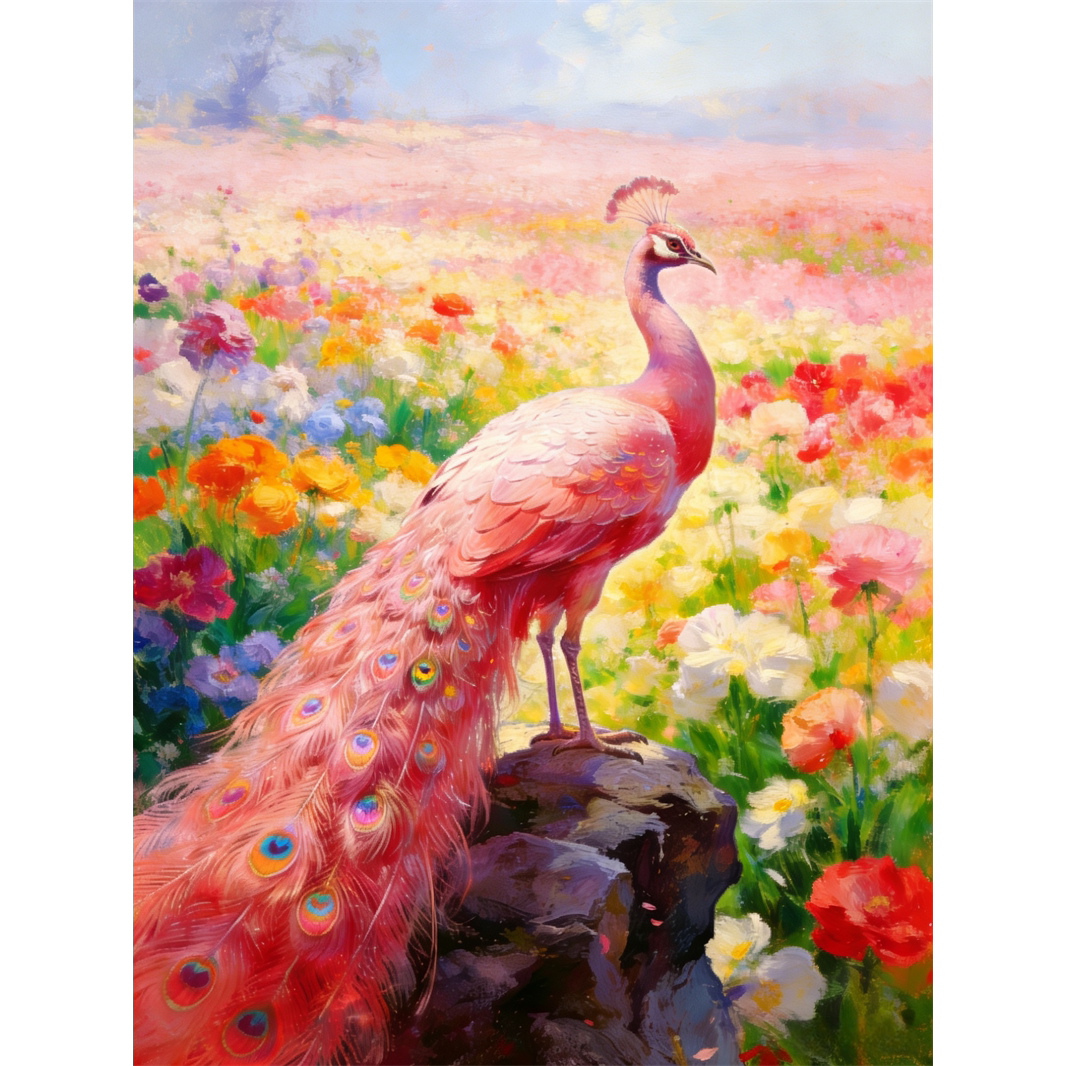 油画风孔雀画客厅卧室浴室墙面装饰吉祥动物贴画海报防水自粘贴