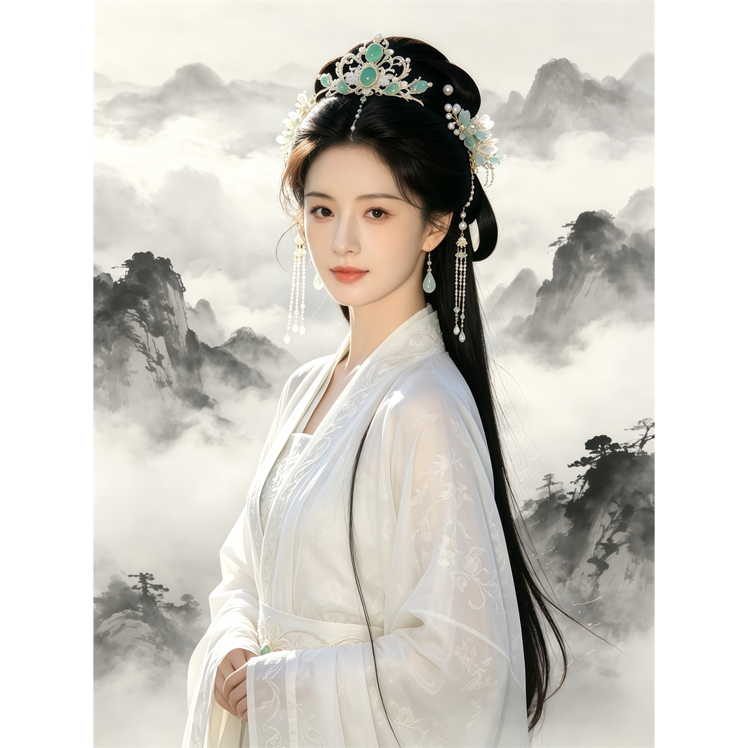 清纯古装美女贴画客厅卧室出租房室内墙面古代仕女贴纸防水自粘贴
