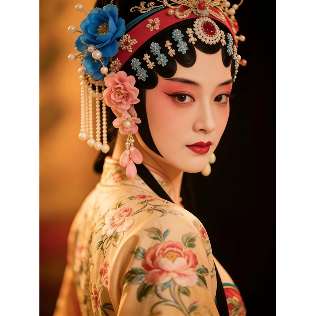 高雅戏曲花旦京剧昆曲人物海报客厅卧室书房墙面国潮美女贴画自粘