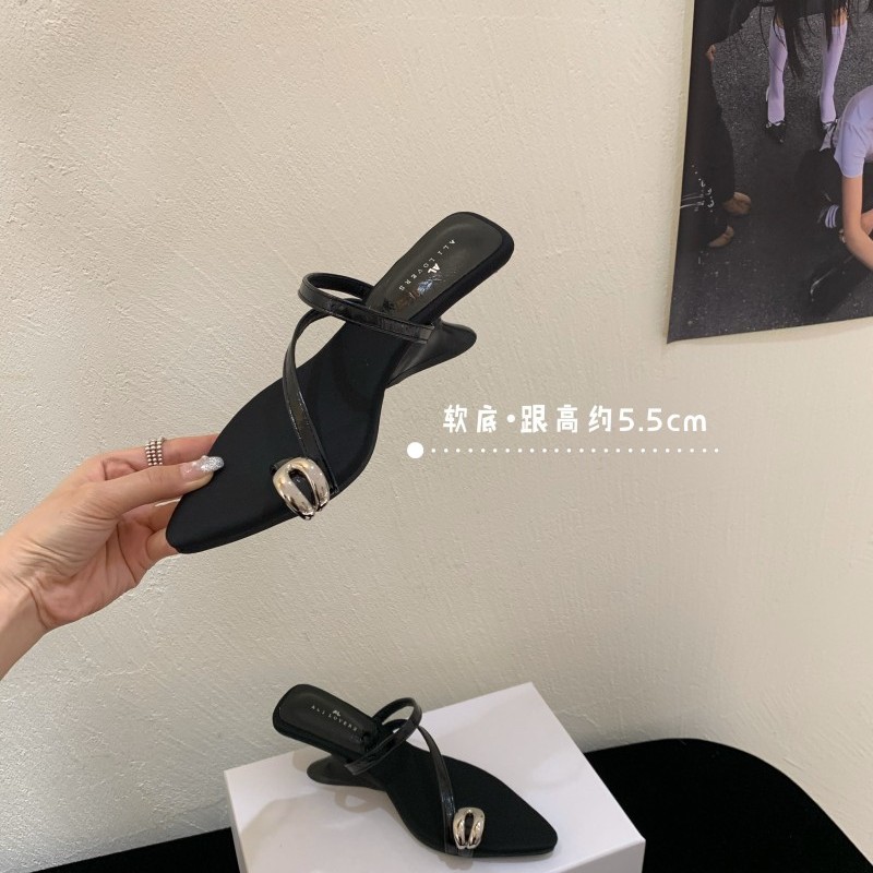 2025欧洲站夏季新款时尚坡跟水钻套趾拖鞋女高跟凉拖鞋