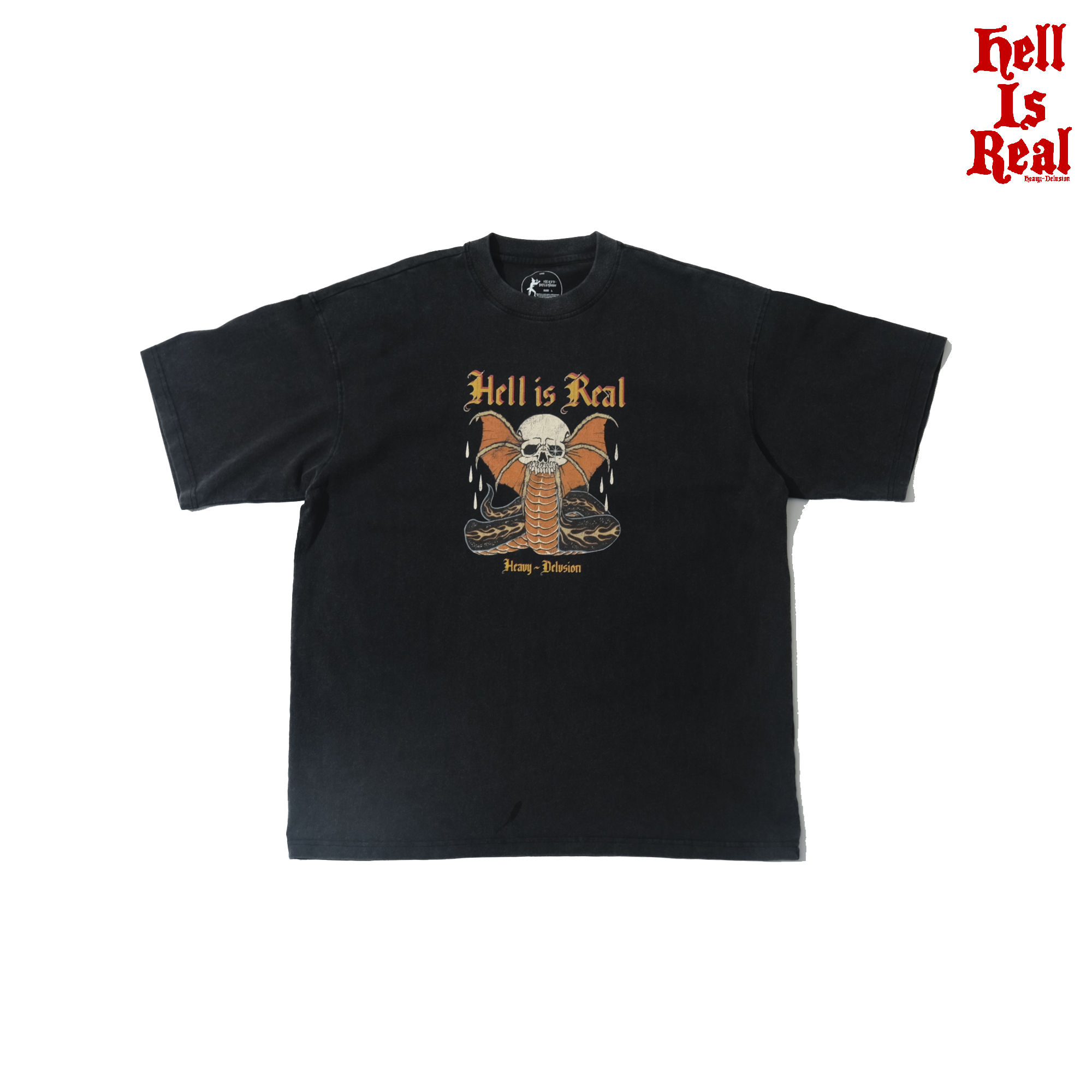 H-D  HELL IS REAL    蜥蜴蛇 复古机车 重磅小领口 短袖T恤
