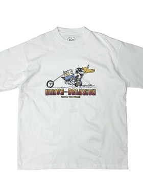 H-D  HELL IS REALEasyRider主题 渐变 复古重磅小领口 短袖T恤