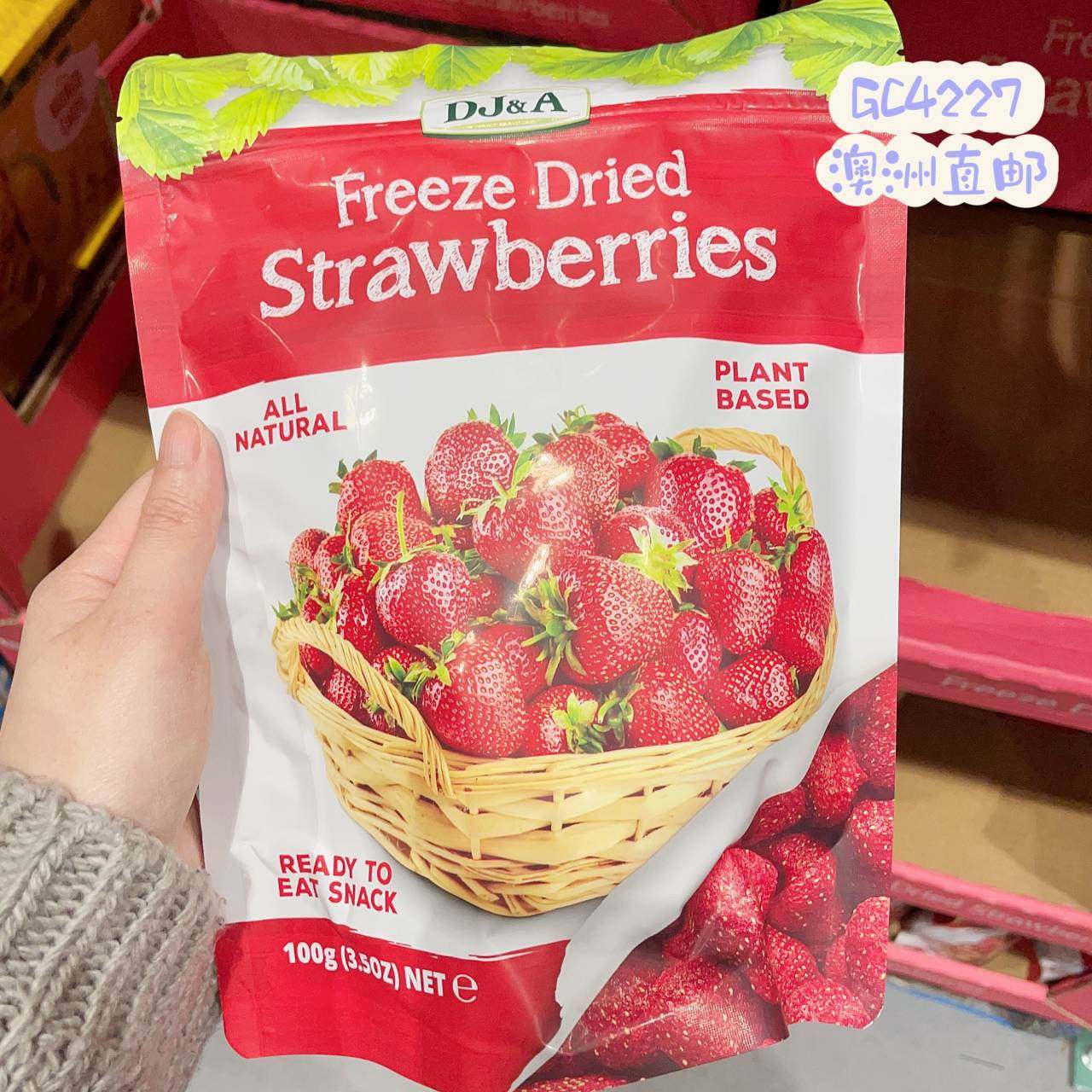 澳洲代购直邮 DJ&A 天然冻干 网红草莓干办公室休闲进口零食 100g