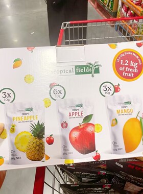 澳洲直邮 tropical fields 混合水果冻干苹果*6芒果*3菠萝*3 120g