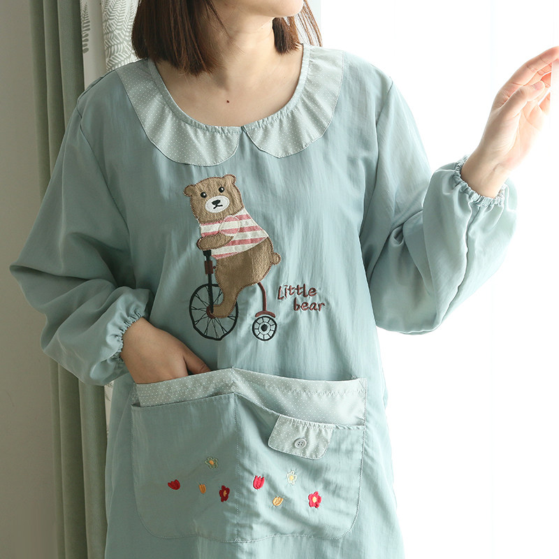 时尚做饭新款简约透气卡通可爱熊耐脏围腰长袖罩衣餐饮专用防泼水,家庭/个人清洁工具,围裙,淘宝优惠券,粉丝福利购,淘宝优惠卷