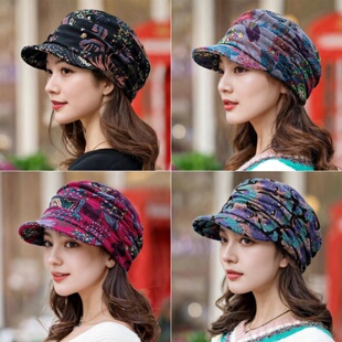 2026新款民族风帽子时尚中年妈妈女士帽秋冬韩版百搭鸭舌帽棒球帽