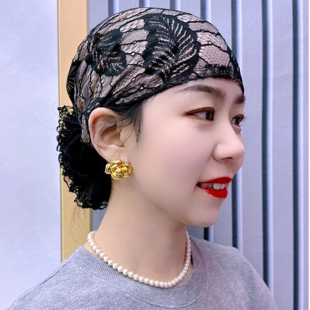 2025新款遮白发帽薄款绣花包头帽头巾女时尚洋气头饰妈妈帽子女款