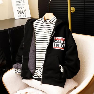 儿童加绒保暖开衫上衣