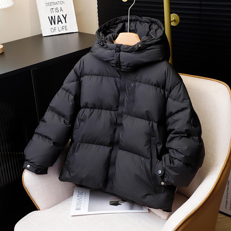 儿童冬白鸭绒短款羽绒服连帽外套