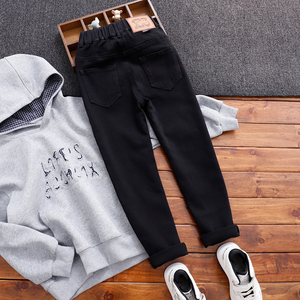 男童牛仔裤中大童瘦版加绒小脚裤儿童秋冬修身厚长裤男孩窄版裤子