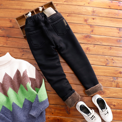 男童瘦版仿羊羔毛牛仔裤儿童棉裤