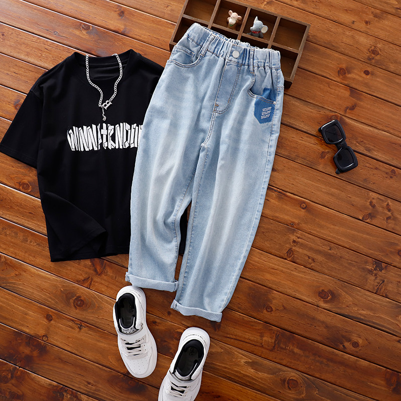 男童薄款牛仔长裤中大童轻薄柔软老爹裤儿童夏季清爽水洗色小脚裤