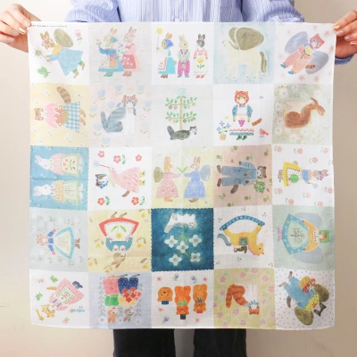 日本表现社插画师纯棉围巾手拭巾