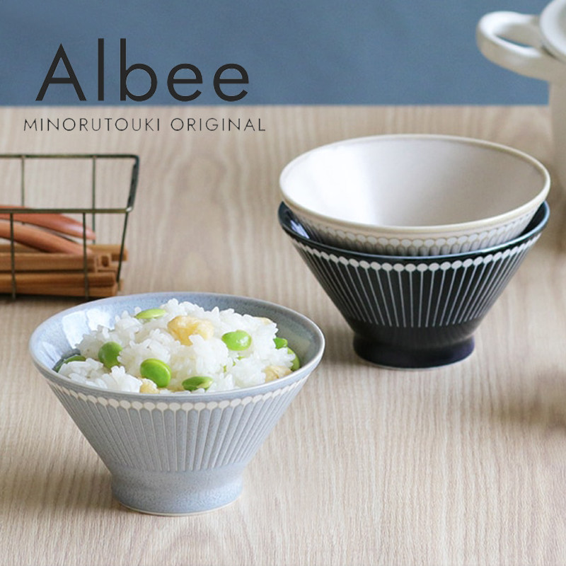 釉下彩日本进口美浓烧陶瓷十草吃米饭碗家用斗笠小餐碗小清新日式
