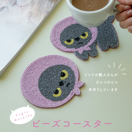 日本machiko钉珠手工杯垫可爱