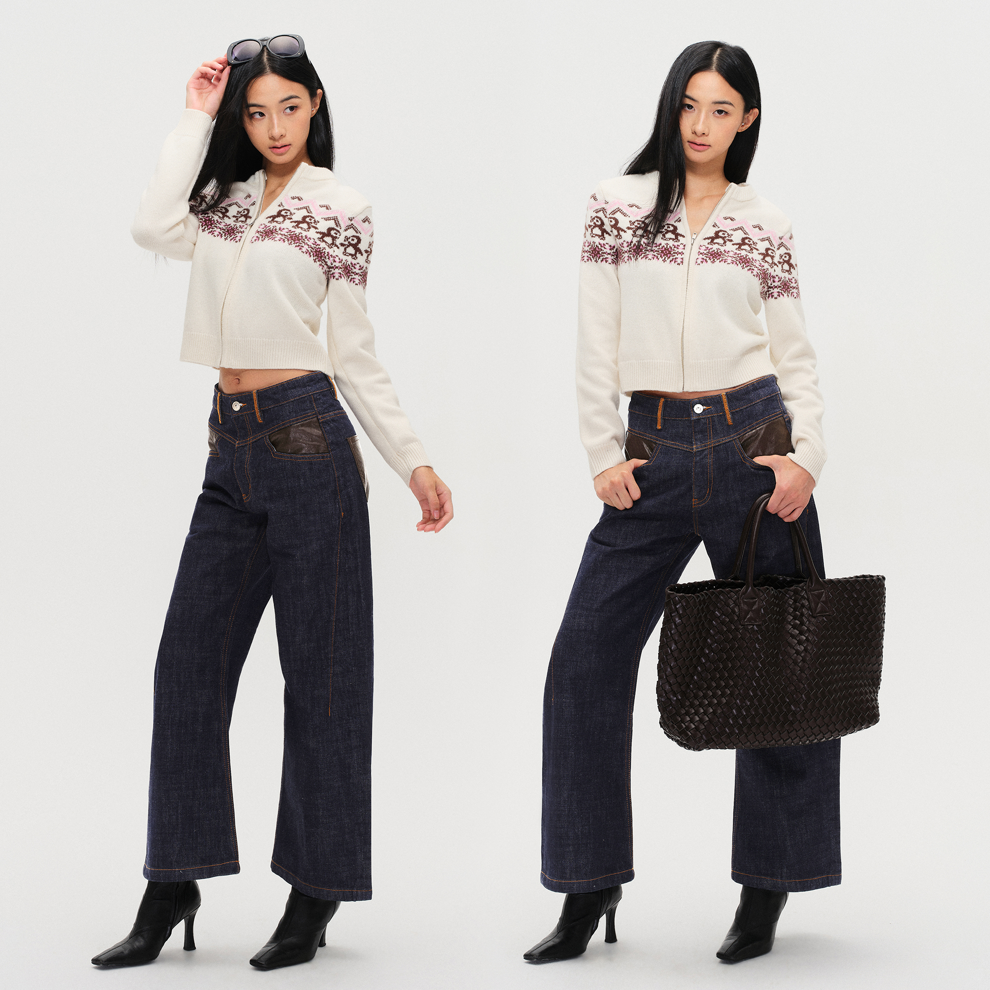 秋冬企鹅提花复古针织毛衣