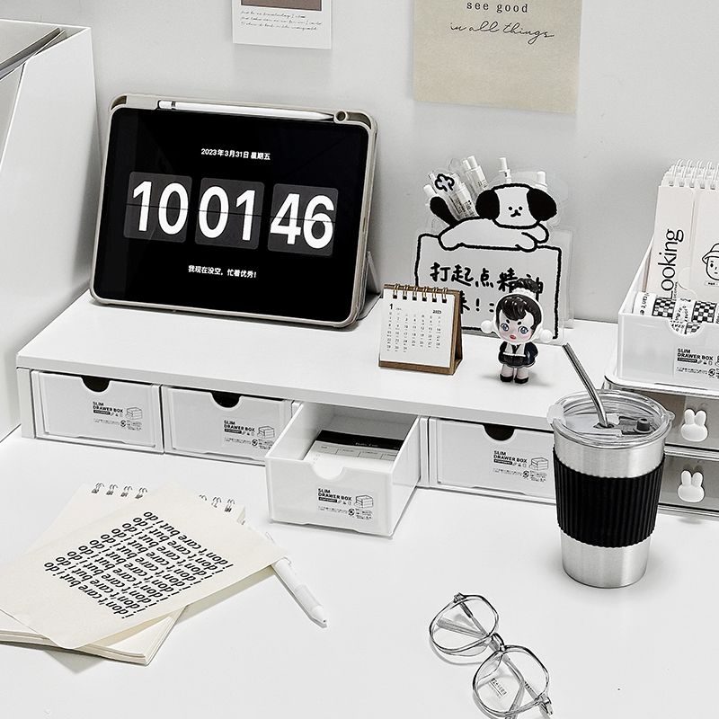 学生书桌多功能一体收纳置物架办公室桌面电脑笔记本带抽屉增高架,收纳整理,书桌收纳置物架,淘宝优惠券,粉丝福利购,淘宝优惠卷