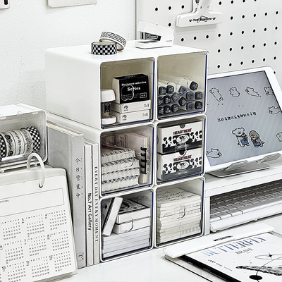 桌面收纳盒抽屉盒透明小物件亚克力置物架分类文具办公桌学生笔筒