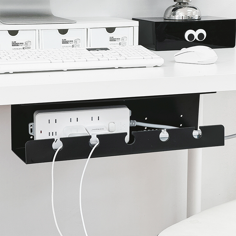 电脑桌下理线盒数据线充电线固定器电线插排收纳免打孔理线架神器