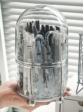 笔筒二合一旋转收纳盒360度超大容量创意便携桌面斜插式学生笔筒