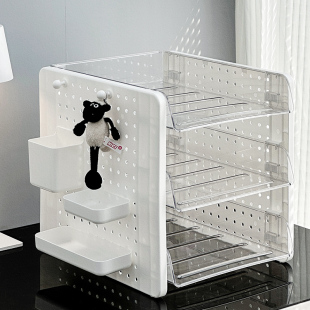 洞洞板桌面文件收纳架A4纸办公室多层资料架分层整理置物架书架