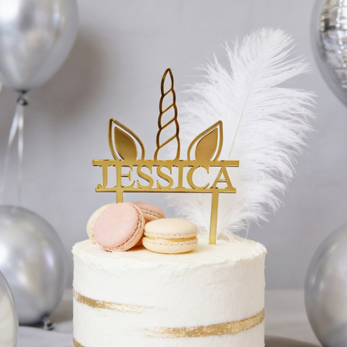 定制Happy Birthday独角兽造型年龄数字定制名字蛋糕插排生日快乐