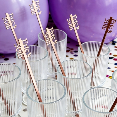 定制名字婚礼鸡尾酒搅拌棒生日派对饮料搅拌器 Drink stirrers