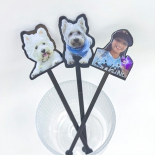Custom Drink Stirrer定制宠物狗狗猫生日婚礼果汁鸡尾酒搅拌棒