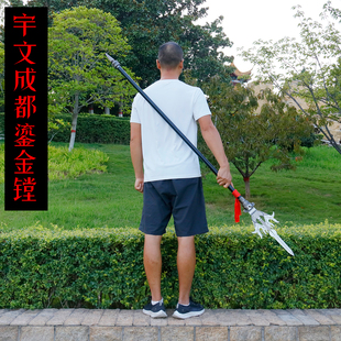拍照十八般兵器方天画戟红缨枪收藏表演宇文成都凤翅鎏金镗未开刃