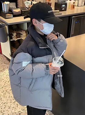 现货波拉bora韩国儿童装男女中大初高中生亲子冬季年装拼接羽绒服