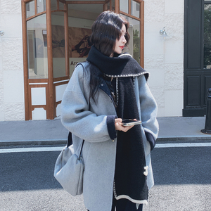 韩系宽松立领羊毛双面羊绒大衣女冬新款小个子学院风加厚毛呢外套图片