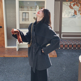 2C077-3003新款主推款70毛双面呢大衣配围脖P255K378，女装毛呢外套，2C077