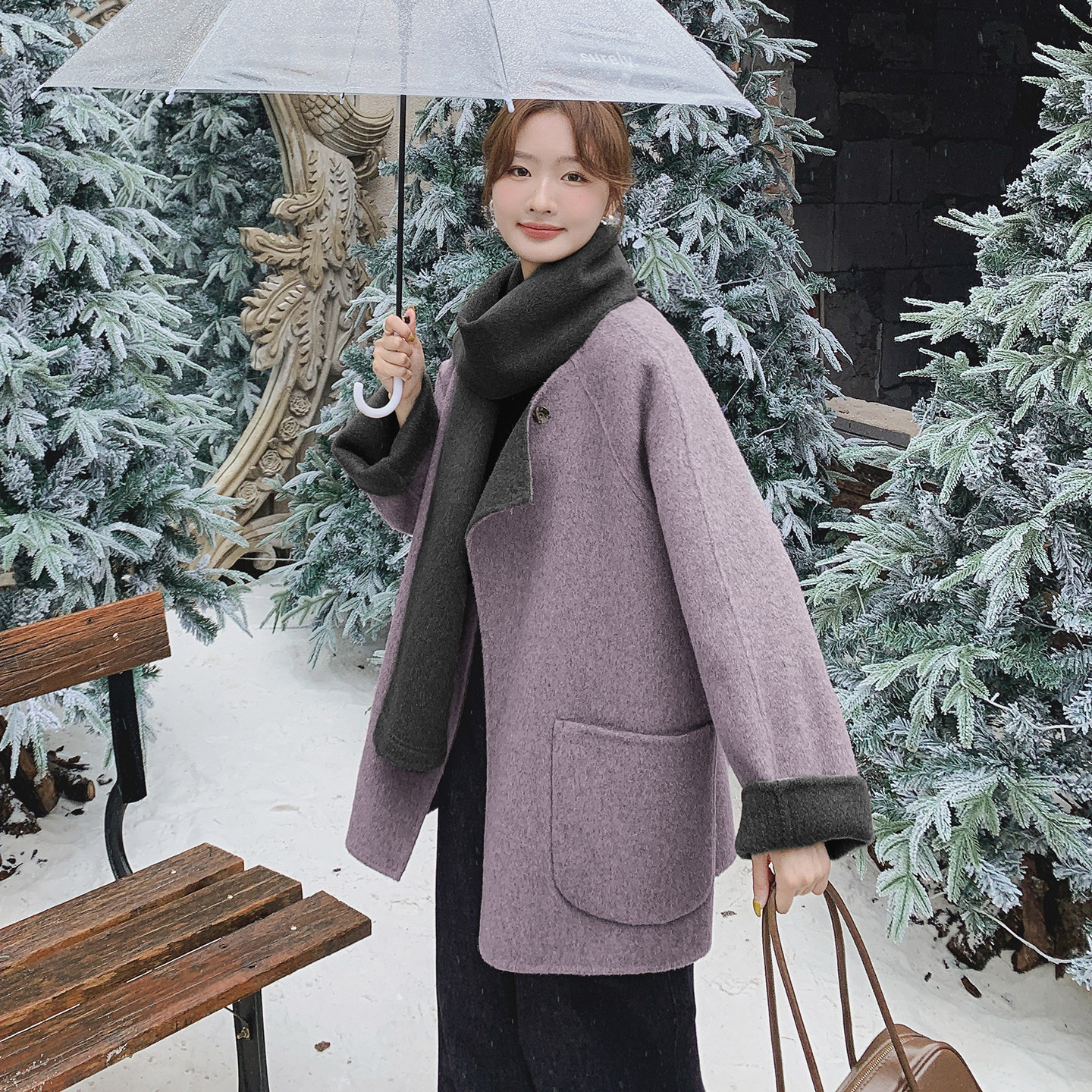 2C077-2598新款主推款70毛双面呢大衣外套P275K399，女装毛呢外套，2C077