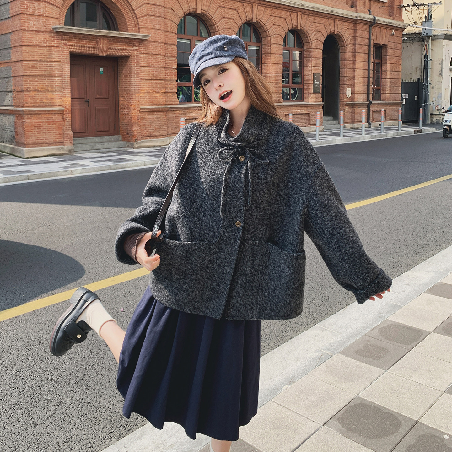 高级感短款双面羊绒大衣女2025秋冬新款韩版宽松休闲百搭毛呢外套,女装毛呢外套,2C077
