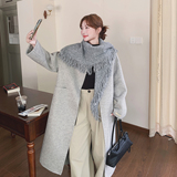 2C077-2560新款主推款70毛双面呢大衣配围脖P365K548，女装毛呢外套，2C077