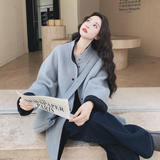 蓝色双面呢羊毛大衣外套女秋冬2025新款独特漂亮超好看爆款高级感，女装毛呢外套，2C077