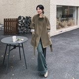 深棕色设计感立领淡人风衣女2025秋季新款高级感气质收腰百搭外套，女装风衣，2C077