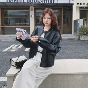 美式复古宽松黑色皮衣短外套女春秋2025新款百搭PU皮夹克流行爆款图片
