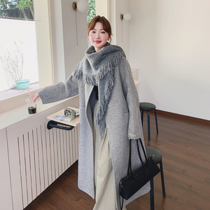 2C077-2560 新款  主推款 70毛 双面呢大衣 配围脖P365 K548图片