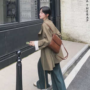 深棕色设计感立领淡人风衣女2025秋季新款高级感气质收腰百搭外套图片