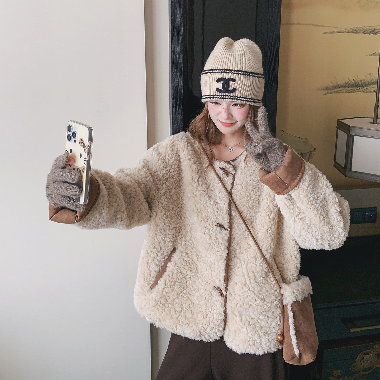 2C077-3051新款主推款皮毛一体外套P185K278，女装皮草，2C077