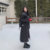 复古格子针织斗篷披肩连帽毛呢大衣女秋冬2025新款小个子爆款外套，女装毛呢外套，2C077