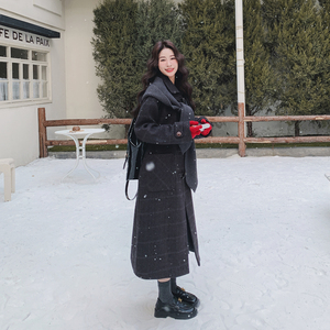 复古格子针织斗篷披肩连帽毛呢大衣女秋冬2025新款小个子爆款外套图片
